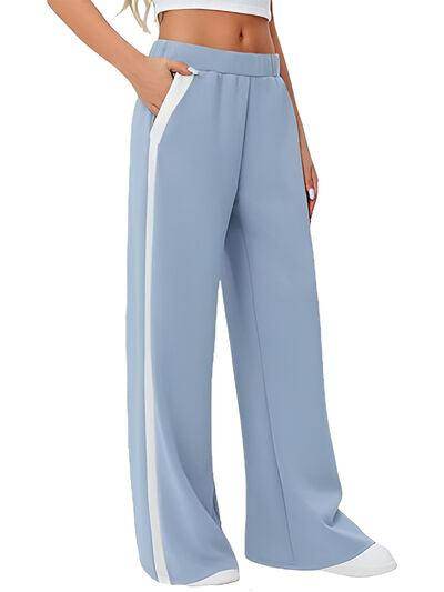 Side Striped Wide Leg Pants for Comfortable Everyday Style