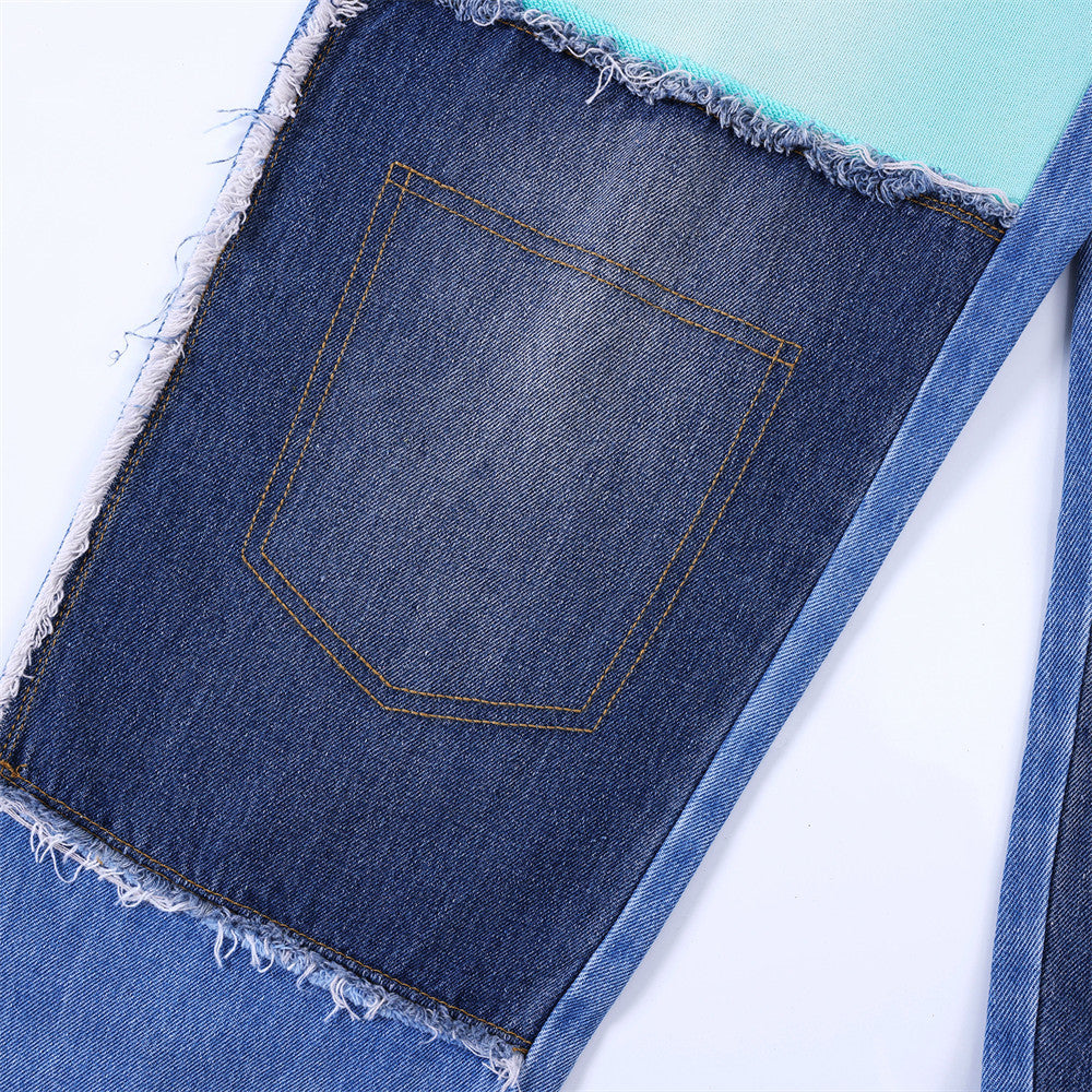 Color Contrast Patchwork Jeans For Men