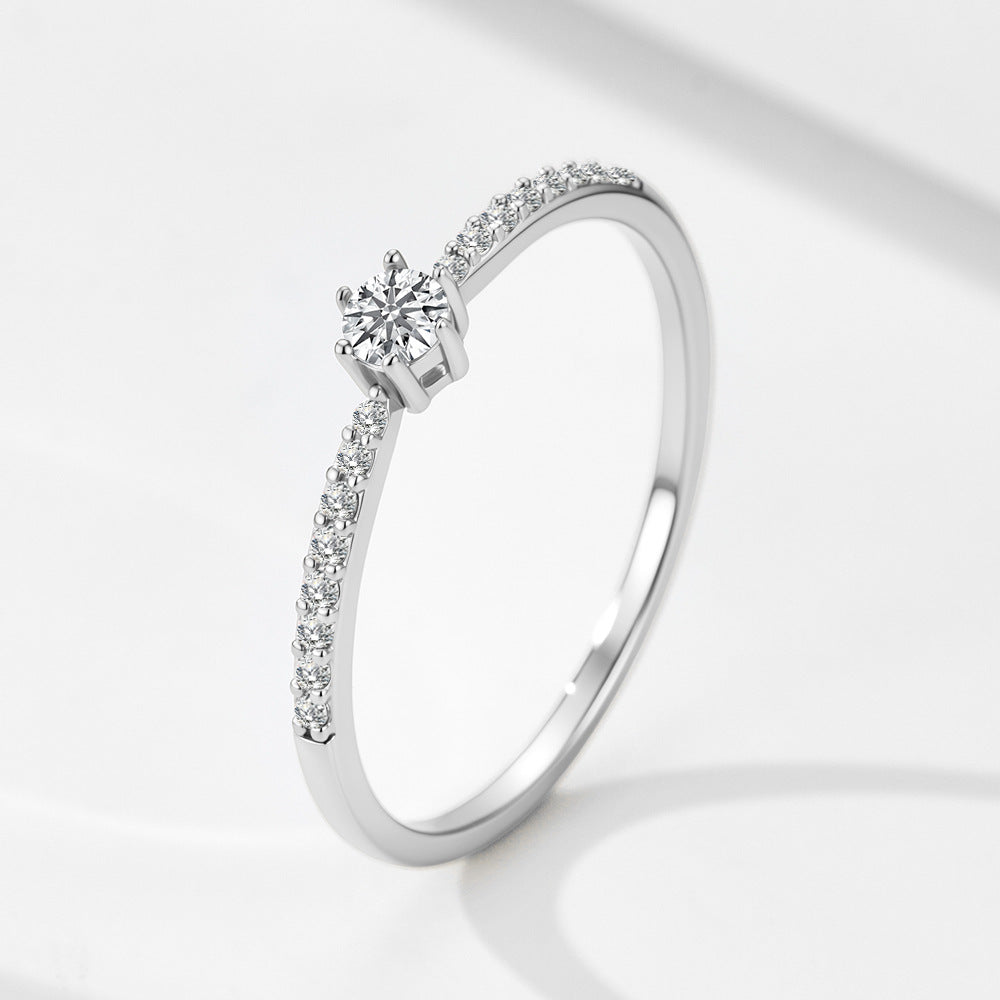 Classic Six-prong Zircon Ring For Women