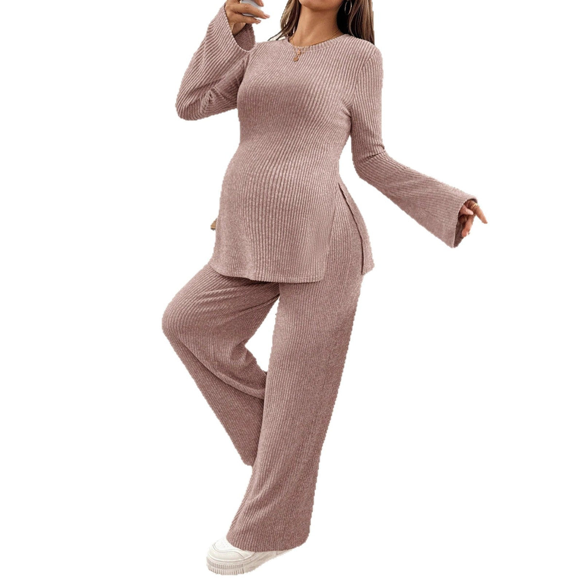 Knitted Maternity Pants With Adjustable Waist Maternity Outfit