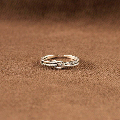 925 Sterling Silver Double-Layered Knot Ring for Women