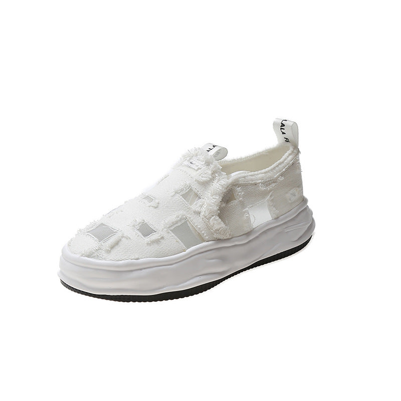Beggar Shoes Thick-soled Canvas Shoes Mesh Hollow Holes Casual Shoes