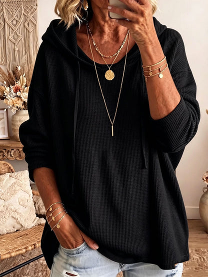 Casual Solid-color Loose-fitting Sweatshirt With A Hood