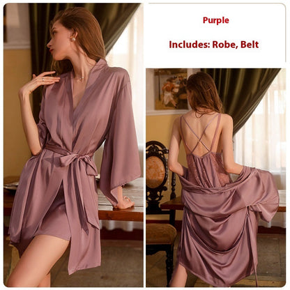 Sexy Pure Desire Sleepwear Lace Solid Color Strap Skirt