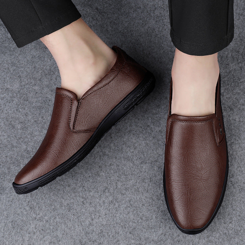 Business-casual Leather Mens Slip-on Loafers Flat Shoes