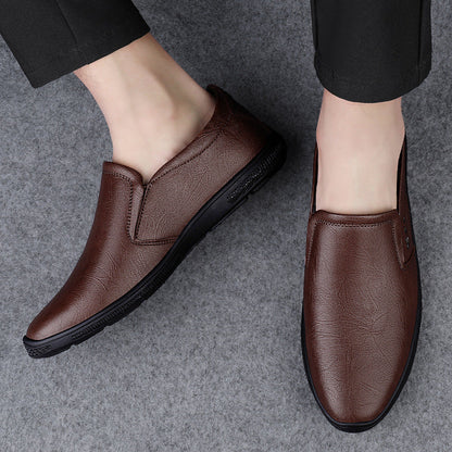 Business-casual Leather Mens Slip-on Loafers Flat Shoes