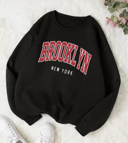 Personality Trend Printed Crew Neck Sweatshirt Women