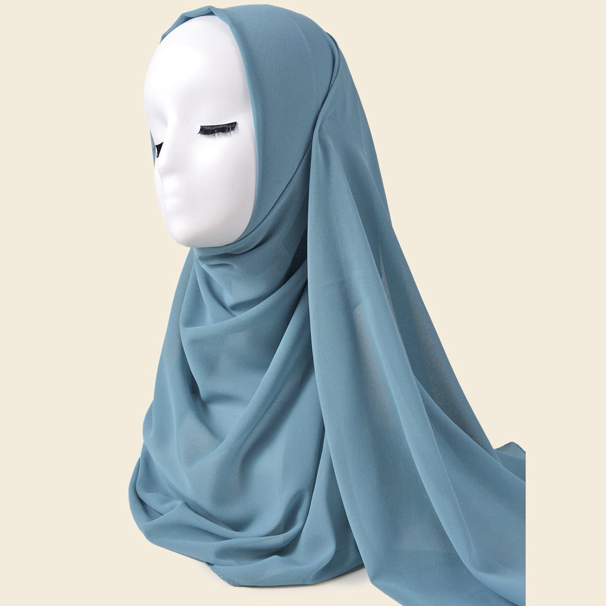 Summer Solid-Color Pearl Chiffon Bubble Womens Headscarf
