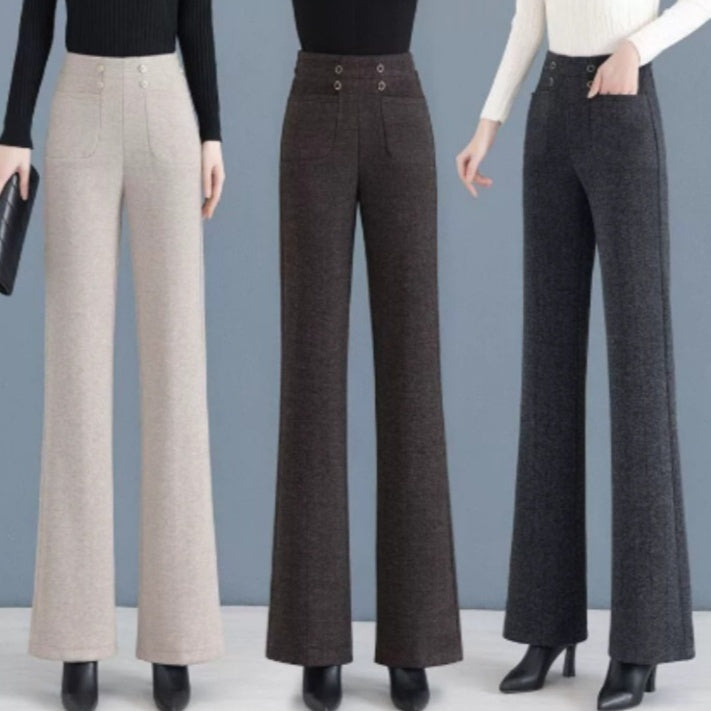 Womens Fallwinter Fleece-lined Slimming Bootcut Pants New Style