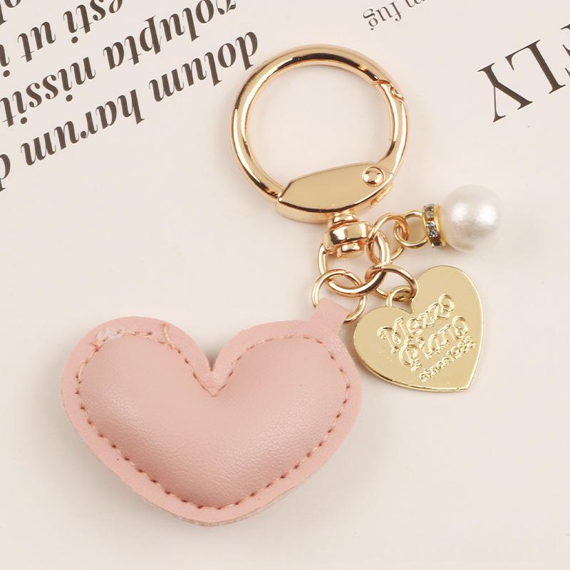 New Leather Heart-shaped Alloy Keychain Pendant