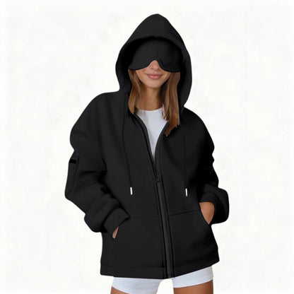 Hooded Cardigan Long-sleeve Zip-up Sweatshirt For Women