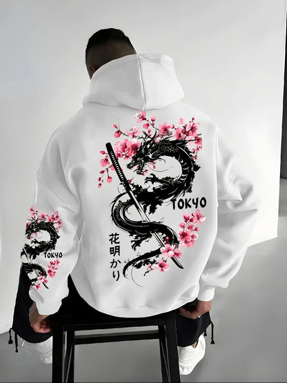 Fashionable Printed Hooded Casual Mens Sweatshirt