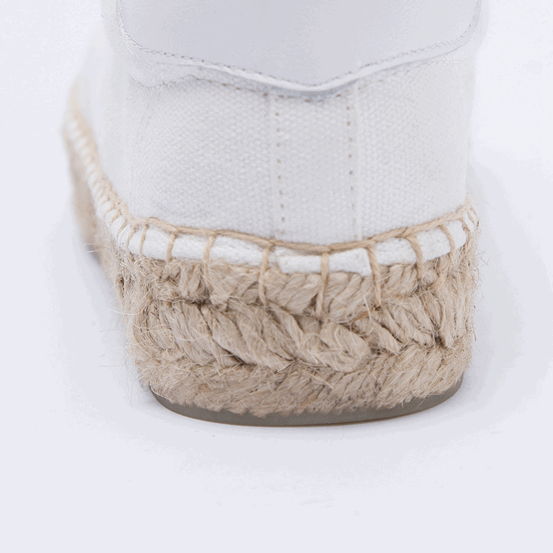 White Platform Canvas Lace-up Shoes