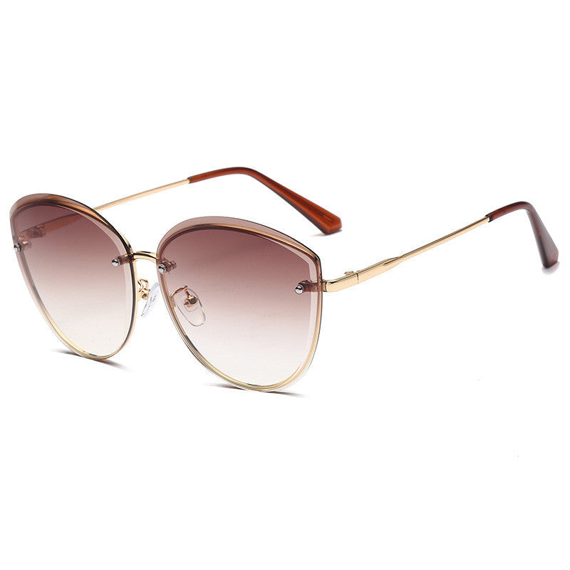 Fashionable Oversized Gradient-color Retro Metal Sunglassessun Protection Eyewear For Driving