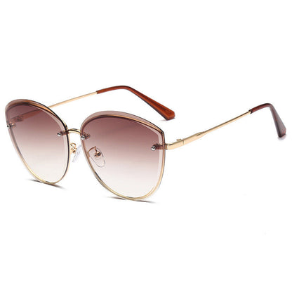 Fashionable Oversized Gradient-color Retro Metal Sunglassessun Protection Eyewear For Driving