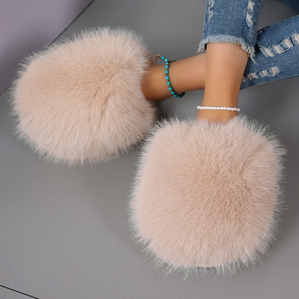 Large Size Solid Color Fluffy Soft Bottom Winter Baotou Home Warm Multi-color Cotton Slippers