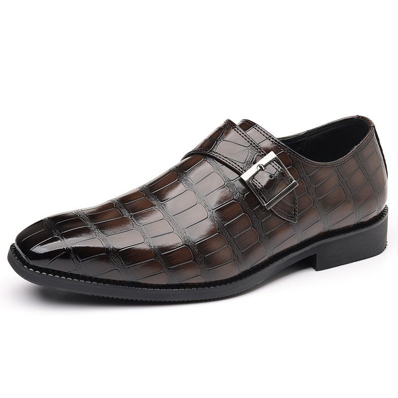 British-style Casual Solid-color Textured Men's Dress Shoes