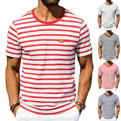Men's Loose-fit Retro Simple Casual Crew-neck Short-sleeve T-shirt
