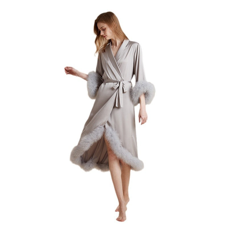 Long Feather Nightgown Womens Loungewear