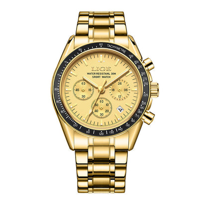 Mens Multifunctional Waterproof Calendar Luminous Quartz Watch