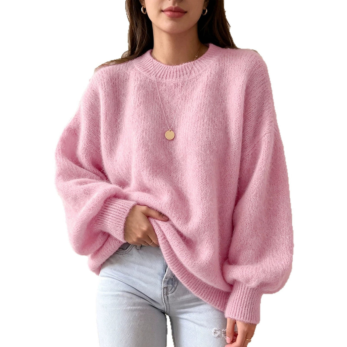 Women's Round-neck Loose-fit Knitted Sweater