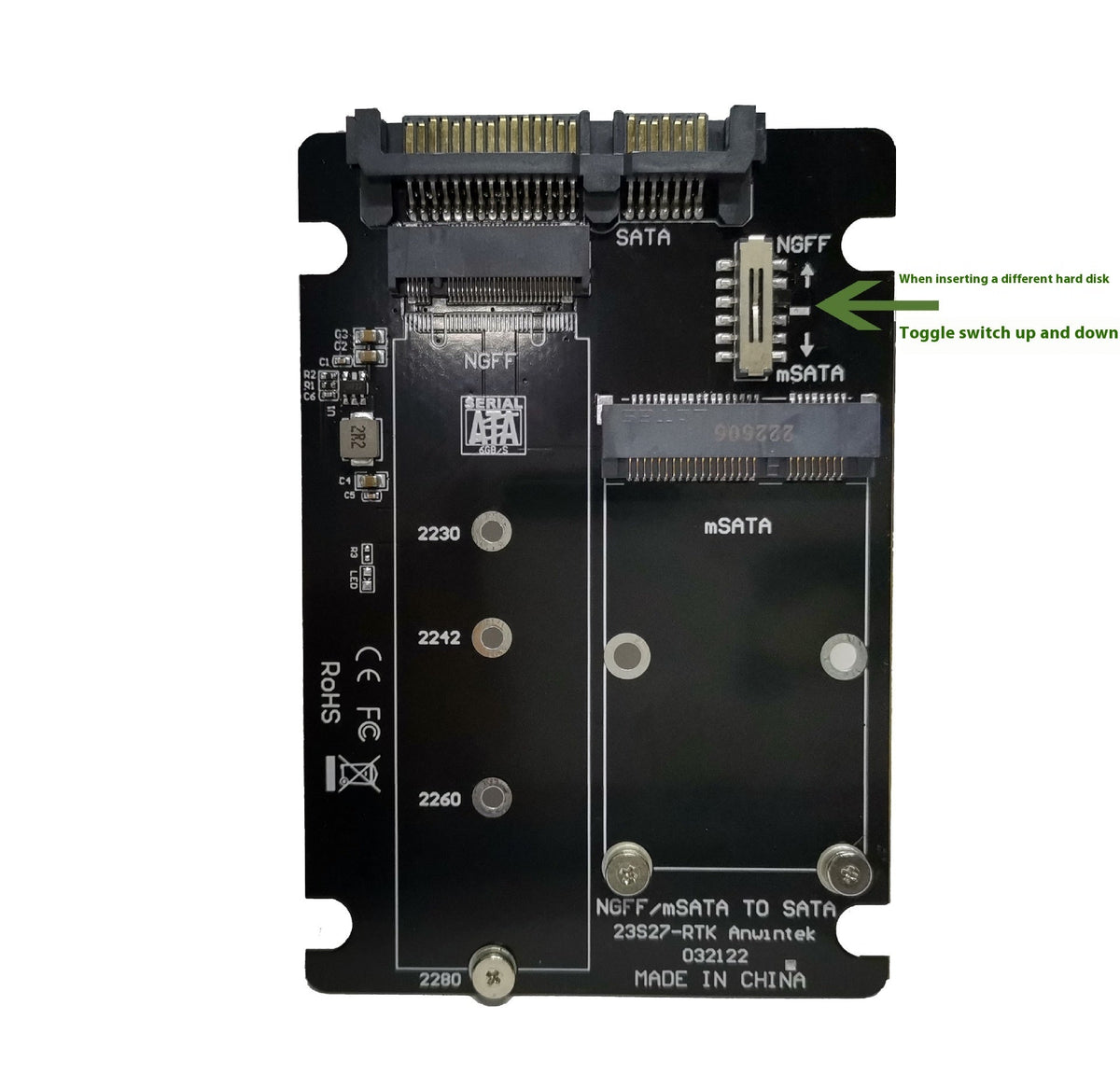 MSATAm2 N Solid State Hard Disk SSD Adapter Card
