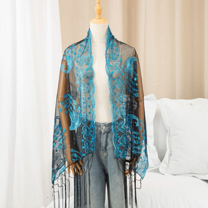 Evening Gown Paired With A Tassel Scarf