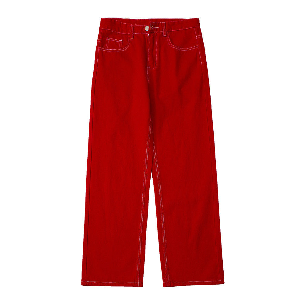 Flame Embroidery Casual Jeans Men