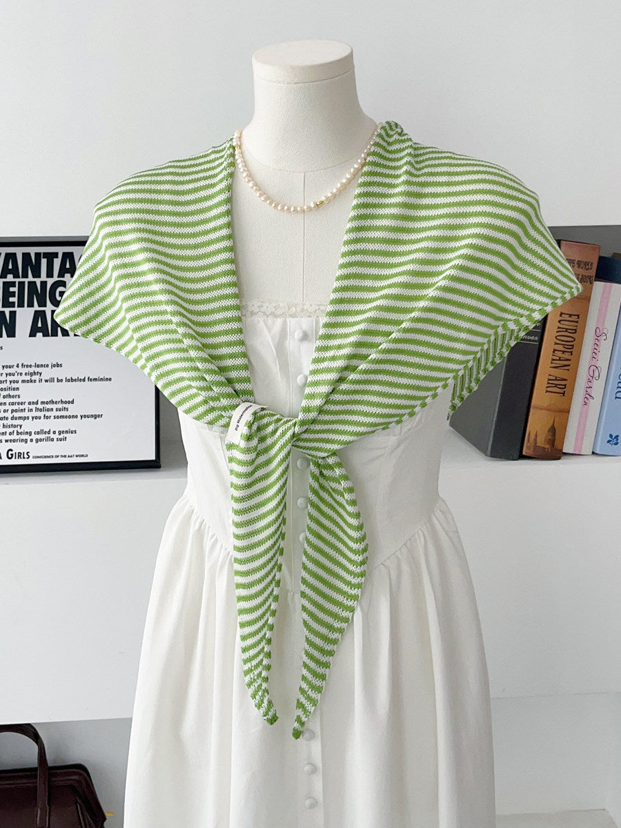 Striped Knitted Triangle Scarf Womens Outerwear Capelet