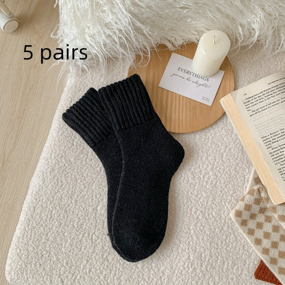 Womens Mid-calf Terry Socks For Fall And Winter