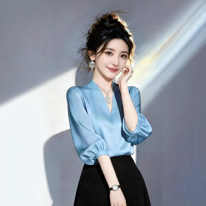 Versatile Figure-flattering Blue Shirt A Uniquely Beautiful Little Top
