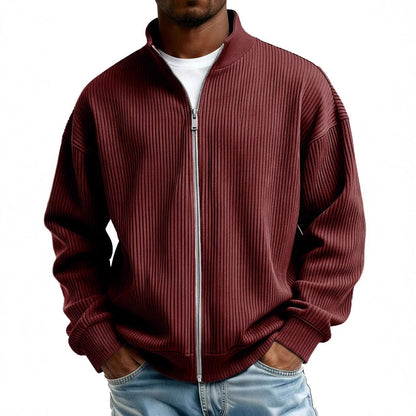 Mens Full-Zip Mock-Neck Sweater New FallWinter Style