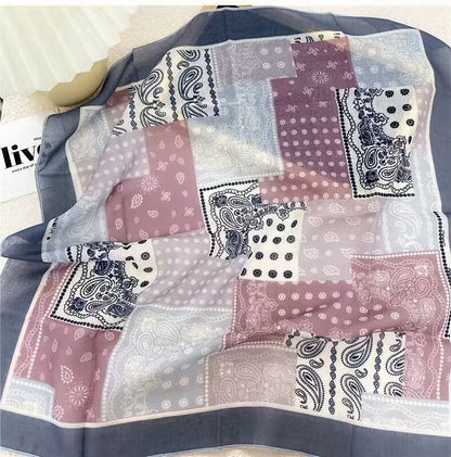 Korean-style Fresh And Delicate Floral Silk Scarf