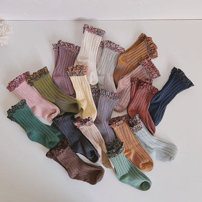 New Color Floral Lace Kid's Socks Girls' Princess Socks