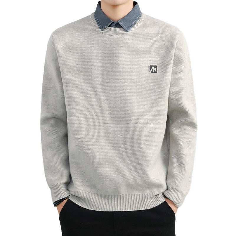 Simple Fake Two Pieces Sweaters Men
