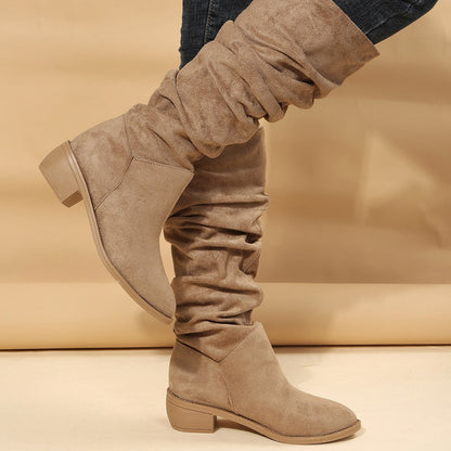 Womens New Winter Pleated Long Boots