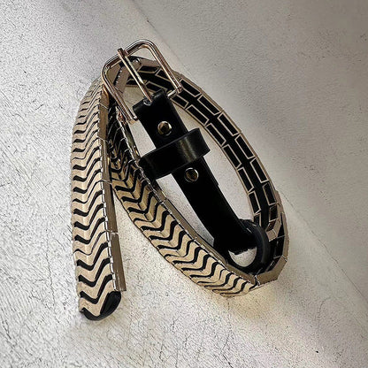 Personalized Metal And Genuine Leather Belt Versatile For Women