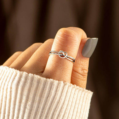 925 Sterling Silver Double-Layered Knot Ring for Women