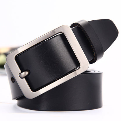 Factory Direct Sales Men's Pin Buckle Belt Casual Versatile Cowhide Men's Belt Genuine Leather Belt Men's Embossed Logo