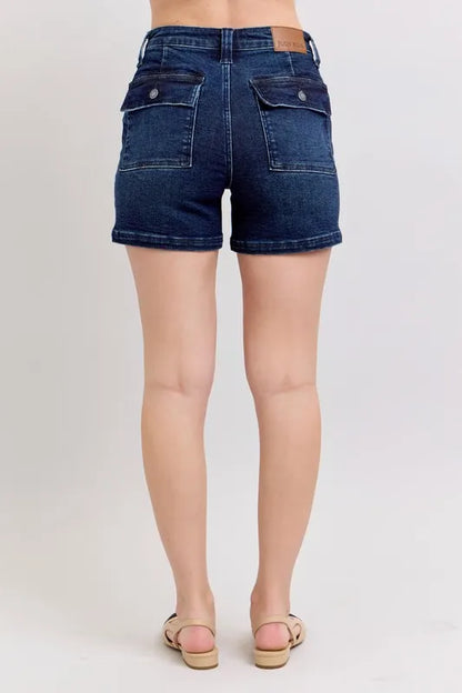Judy Blue Full Size High Waist Back Flap Pocket Denim Shorts Plus Size