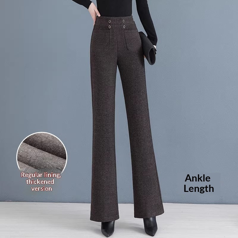 Womens Fallwinter Fleece-lined Slimming Bootcut Pants New Style