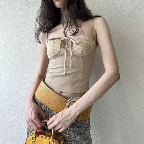 Lace-Panel Camisole Slimming Top With Straps