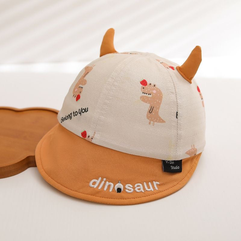 Baby Three-dimensional Printed Small Dinosaur Soft Brimmed Baseball Cap With Patchwork Embroidery And Cute And Playful Design