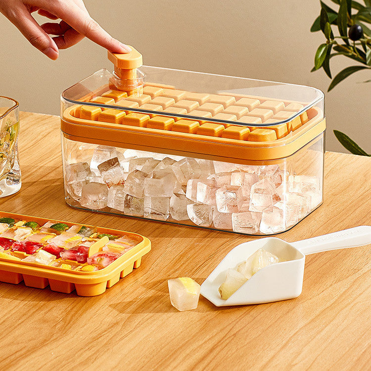 One-Button Ice Cube Mold with Storage Box