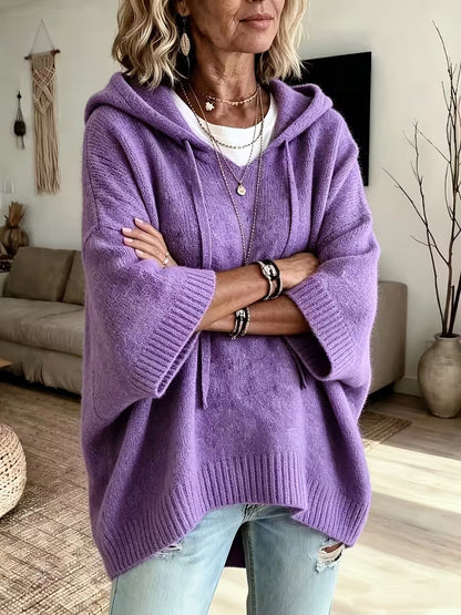 Hooded Batwing Knit Sweater New Fallwinter Style Loose-fitting