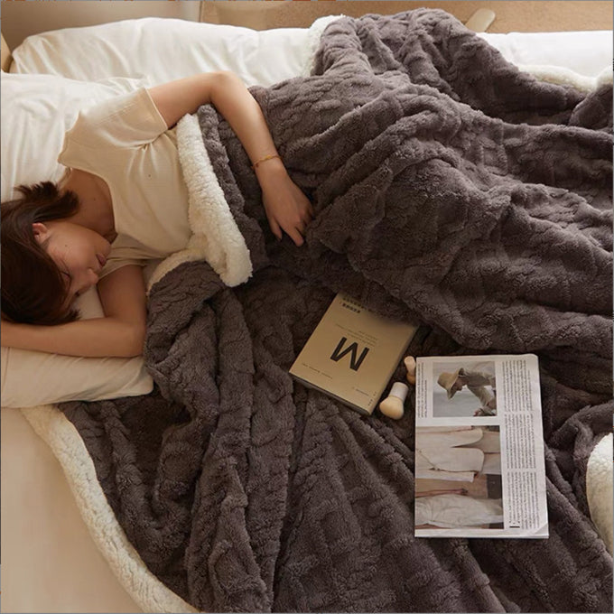 Thickened Autumn And Winter Air Conditioning Blanket Solid Color Nap Cover Blanket