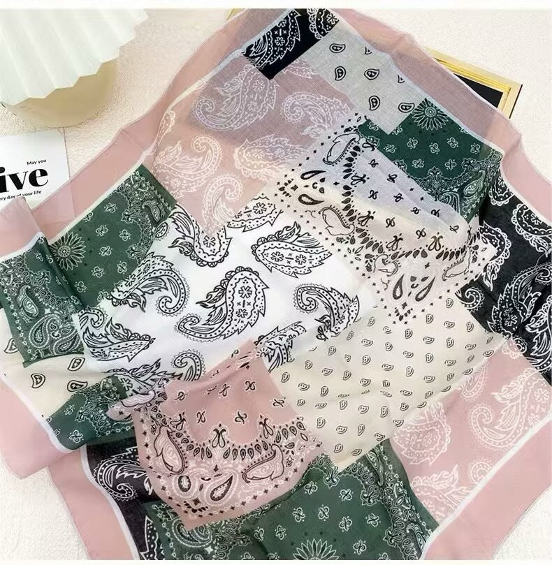 Korean-style Fresh And Delicate Floral Silk Scarf