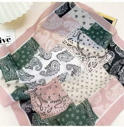 Korean-style Fresh And Delicate Floral Silk Scarf