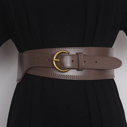 Japanese Pin Buckle Irregular Cowhide Embossed Girdle For Women