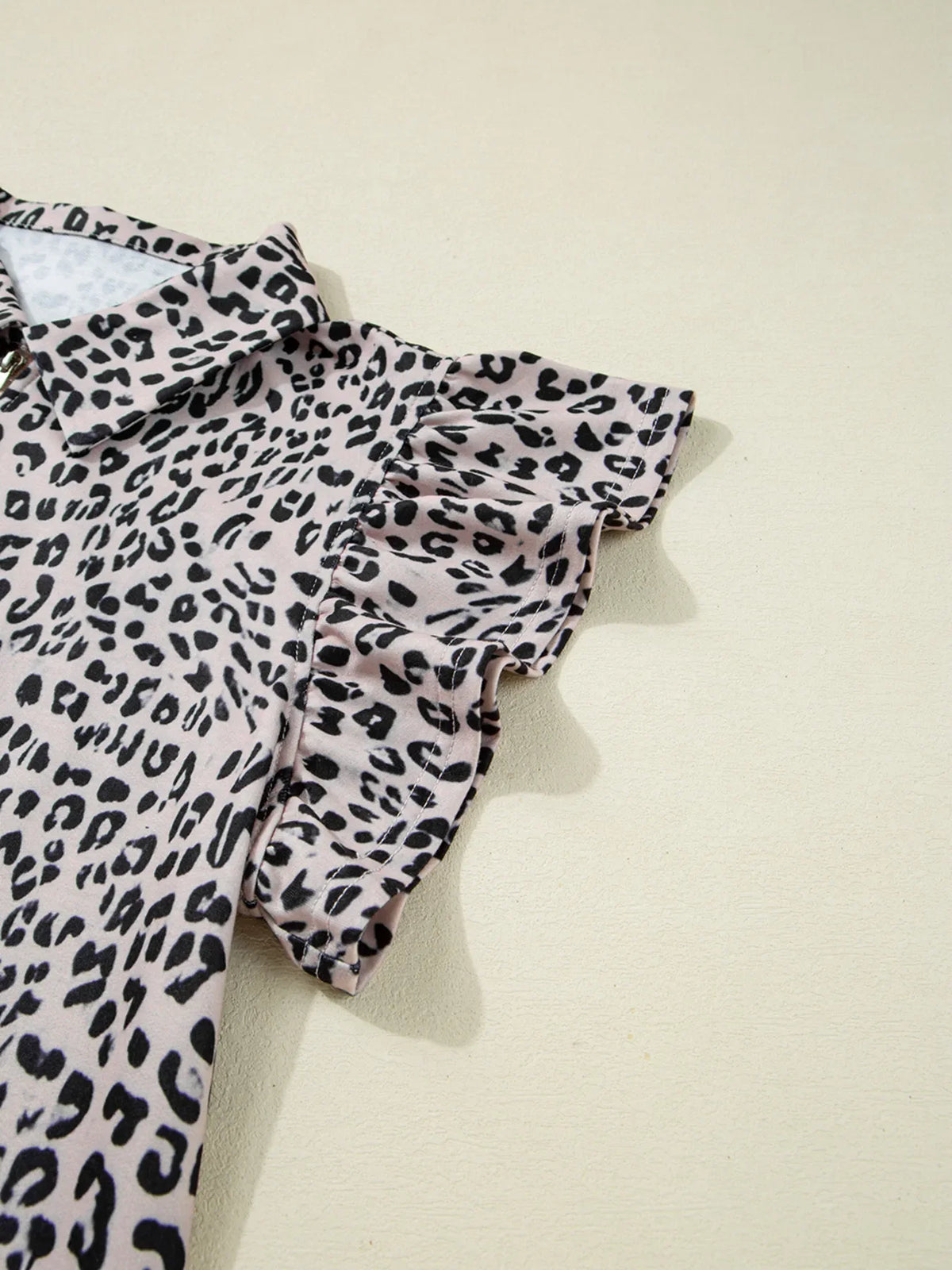 Leopard Print Cap Sleeve Top and Shorts Summer Set